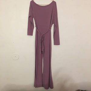 Cute Off-shoulder Purple Halter Jumpsuit